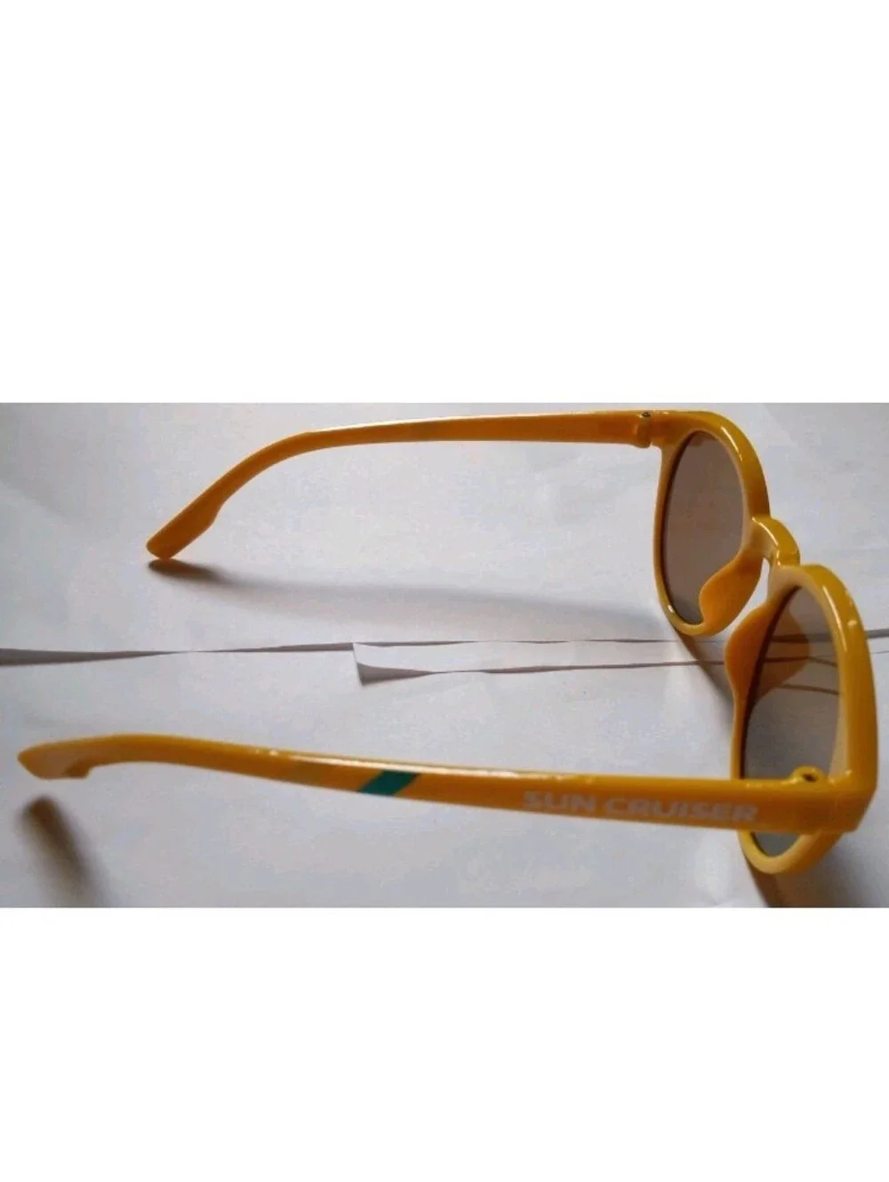 Sun Cruiser Women's Round Sunglasses Yellow Plastic Frame Brown Tinted Lenses